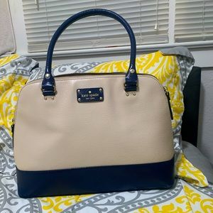 Kate Space cream and blue ladies handbag